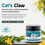 Dr. Cass Ingram's Purely Wild cat's claw tea with super high concentration Immune Care, Healthy Blood Flow and Joint Support Infographic