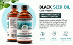 A promotional graphic showcasing the key benefits of Purely Wild Black Seed Oil, including immune support, digestion aid, and its cold-pressed, 100% pure formulation, as guided by Dr. Cass Ingram.