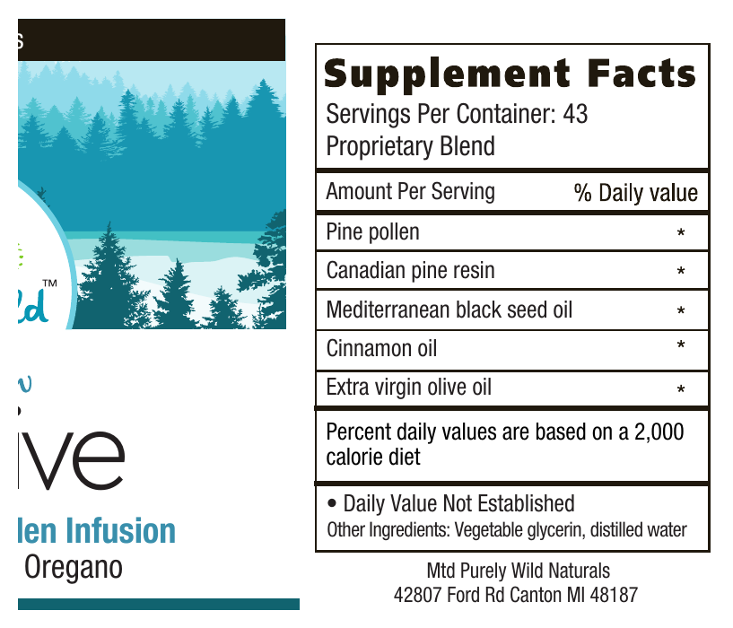 Supplement label with a scenic background and ingredient list.