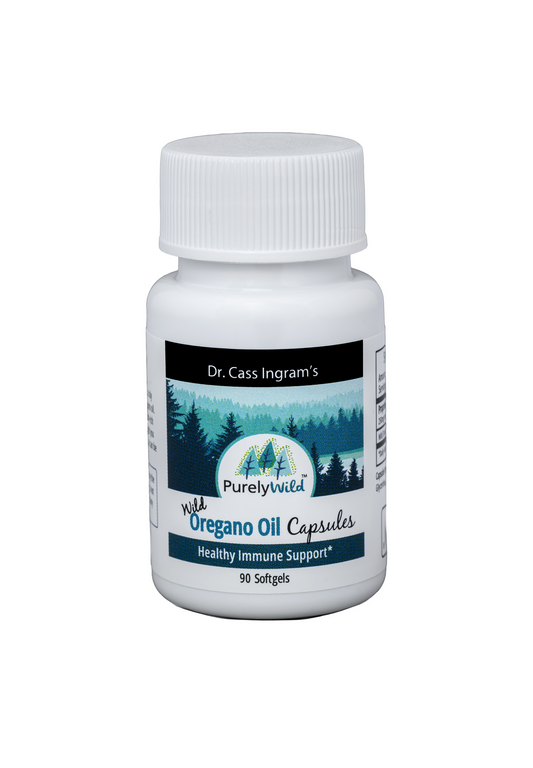 PURELY WILD Dr. Cass Ingram's Wild Oregano Oil Softgels | Oil of Oregano | Immune System Support | Mediterranean Sourced | 90 Soft gels (Bovine Based)